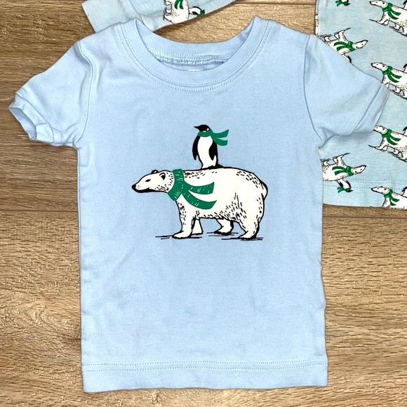 Old Navy Polar Bear Stripe Pajama Set 2T Light Blue White. - Picture 2 of 8
